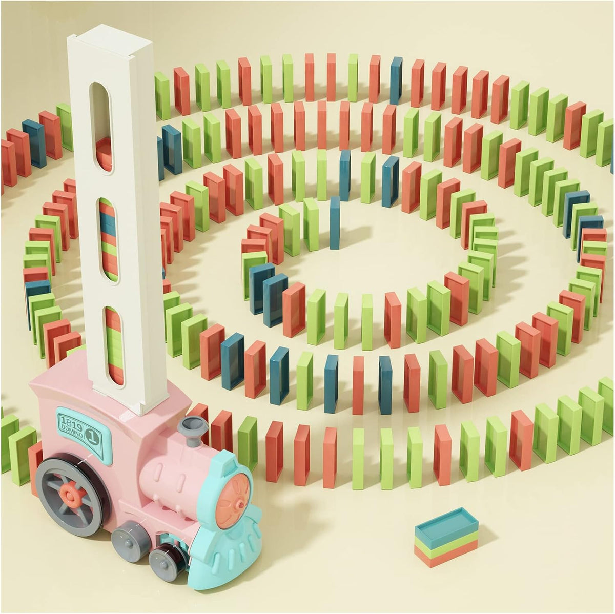 PREPHY Domino Train Toys Kids Games - Sakura Pink