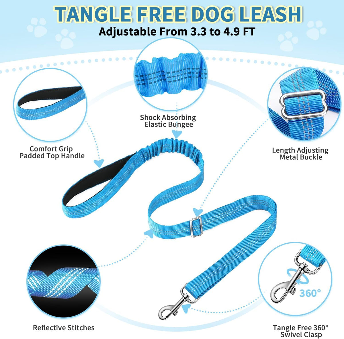Lukovee Small Dog Harness and Leash Set, No Pull Soft Padded, XS - Light Blue / S ( Chest 17.5'' ~ 22'') - image 3