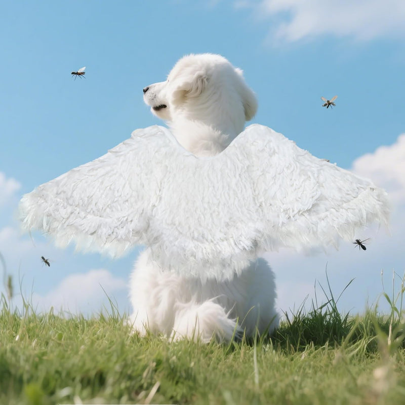 Funny Pet Reindeer Moose Costumes for Dog - White feather wing / Size M
