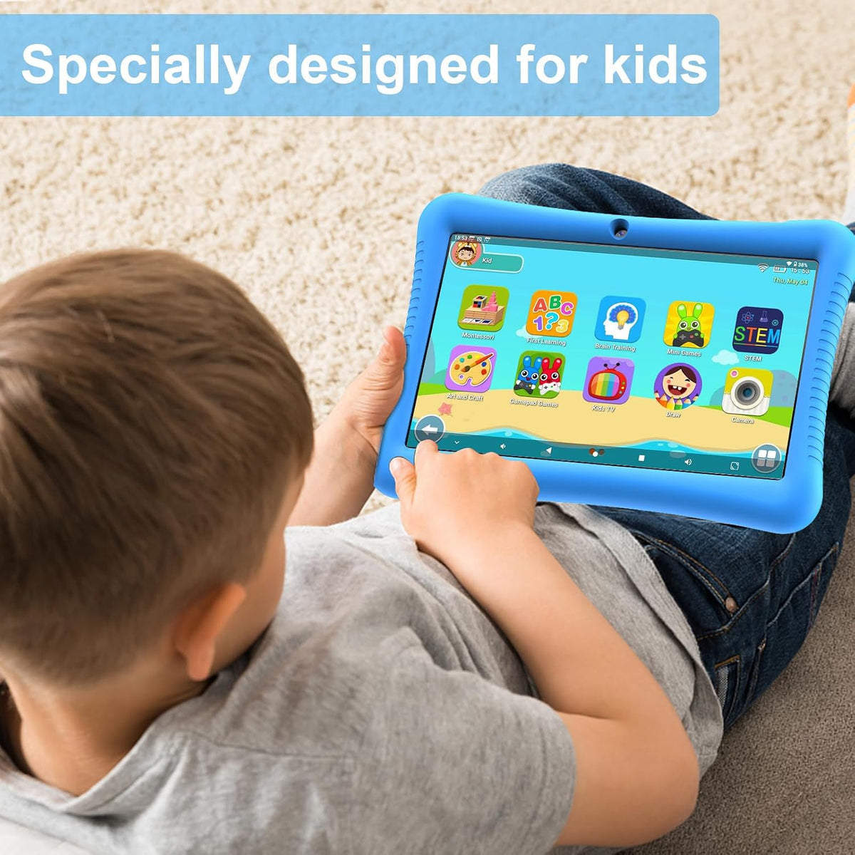 Kids Tablet 10 inch, Tablet for Kids 3-7 Android 32GB - Blue - image 3