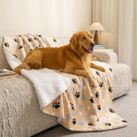 Waterproof Dog Blanket 60x50 Inches - Beige-paw / X-Large (60x80)