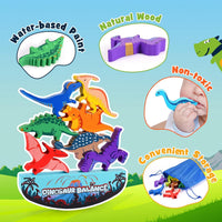 IPOURUP Dinosaur Toys for Kids 3-5: Wooden Stacking Montessori Toys - Double Dino Blocks - image 2