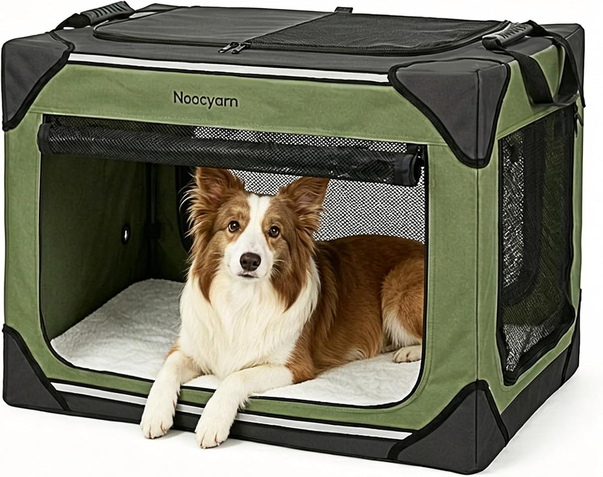 Collapsible Dog Crate for Large Dogs 36 Inch - Green / 36.0"L x 25.0"W x 25.0"H