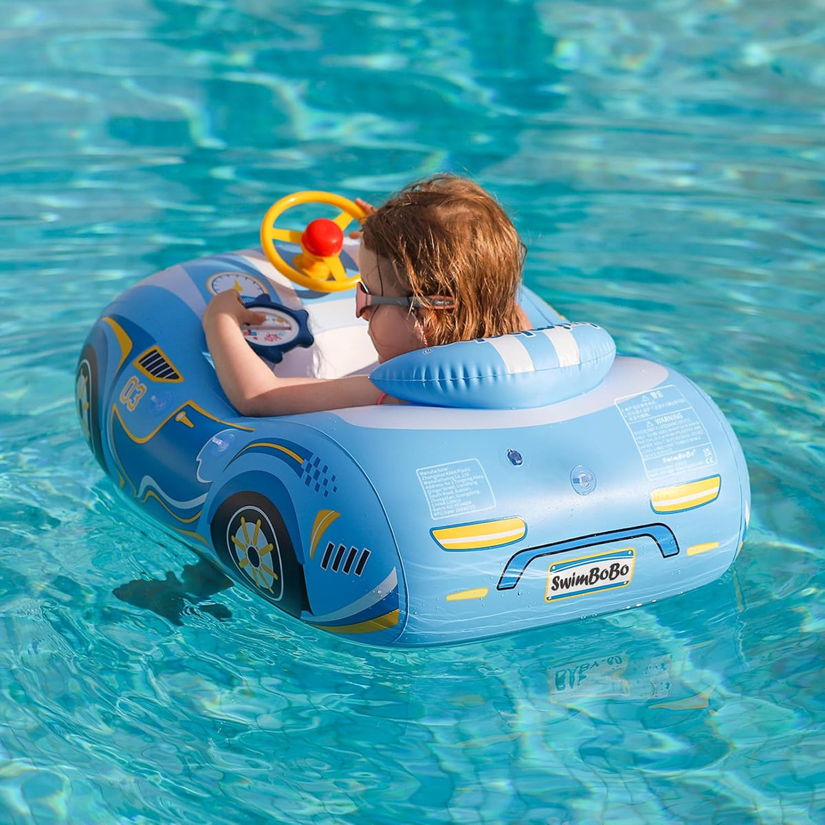 Toddler Float Inflatable Baby Swim Float with Canopy and Seat Pool - 2 Pack Steering Wheel with Canopy - image 4