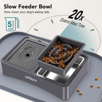 UPSKY 2-in-1 Elevated Dog Bowls Set with 4 Height Adjustable Stand - N-3 in 1 with Mat (Grey) - image 4
