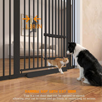 71" Extra Tall Cat Gate 29.5-40.6 Wide Pet gate with Small Cat Door - Black / 55.11 inches SET A - image 3