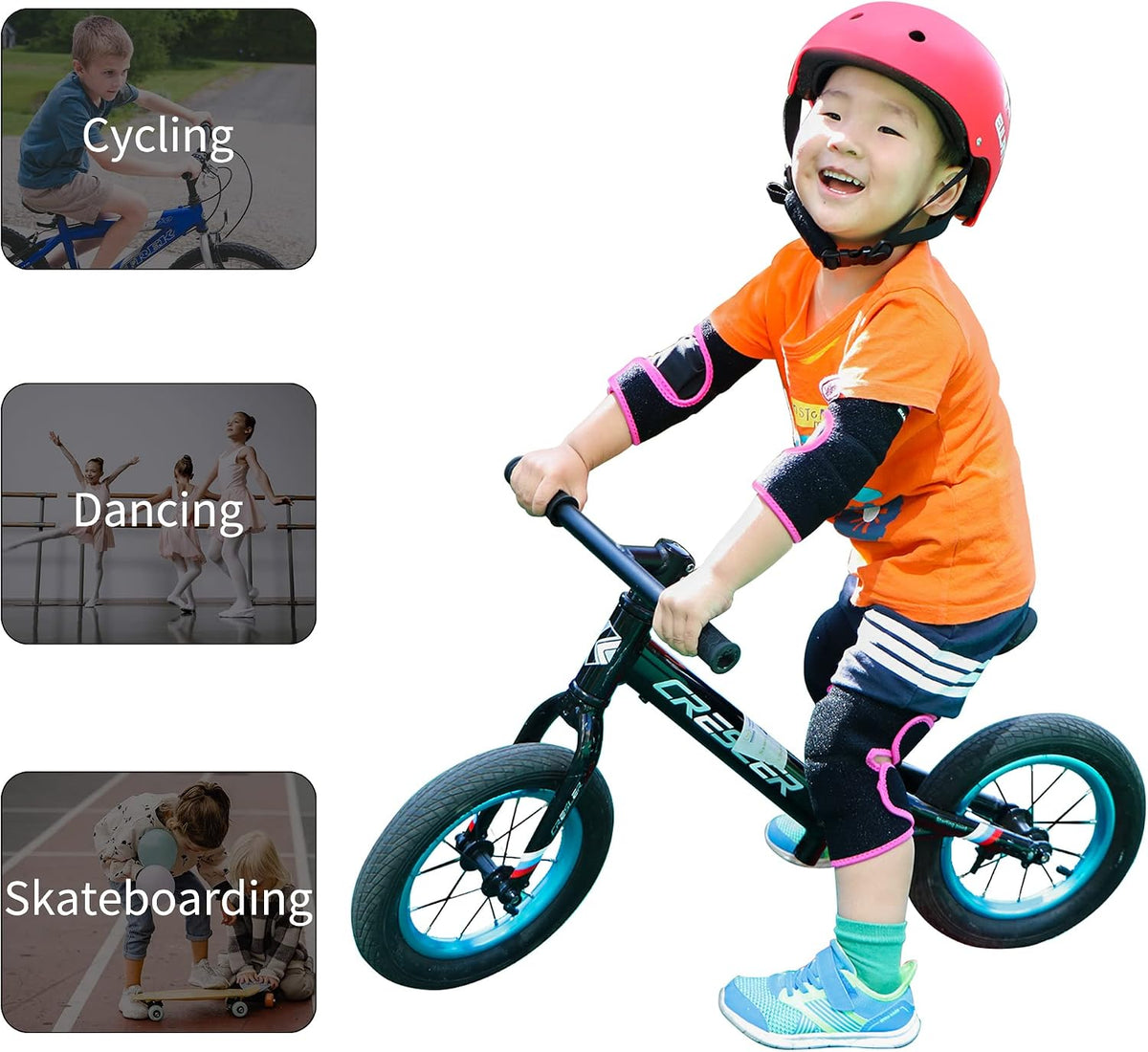 ONTYZZ Kids Soft Knee Pads and Thickened SBR Elbow Pads Adjustable - Black-rose / Elbow/S+knee/S - image 4