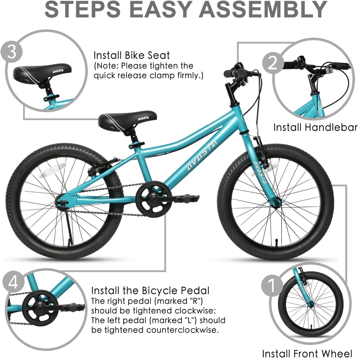 AVASTA Bilbo 18 20 24 Inch Kids Bike for Boys Girls Youth 5-14 Years - arctic / 20 Inch with Kickstand - image 2