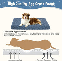 EMPSIGN Dog Bed Mat Crate Pad Mattress, Ultra Soft Pet Kennel - Navy/Grey / L(35"*22"*3") - image 2