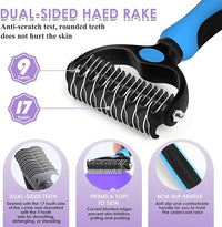 Large Slicker Brush for Dogs - 3PC Pet Grooming Kit - Undercoat Rake & Stainless Comb | Long Pins Remove Mats on Poodles, Golden, Labradoodles | Thick Coat Deshedder for Dogs, Cats, Purple
