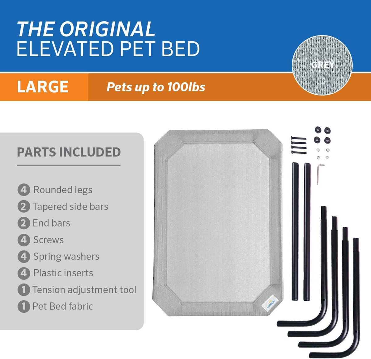 Coolaroo Original Elevated Dog Bed - Large Dog Bed / Grey (Pack of 1) - image 4
