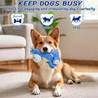 Squeaky Stuffed Dog Toys, Chew Dog for Large Medium Small Breeds – Essentials for Dogs - Blue - image 4