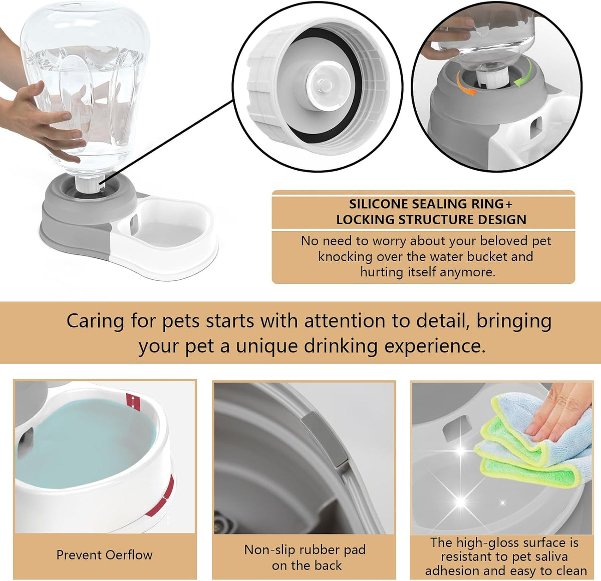 1.6 Gallon Automatic Gravity Dog Water Dispenser, BPA-Free, Grey – Essentials for Dogs - 1.6 Gallon - image 4
