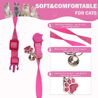 4PCS Breakaway Cat Collars, Reflective Cat Collar with Bells - 7.5-12.6 Inch / Purple+Hotpink+Red+Teal - image 3