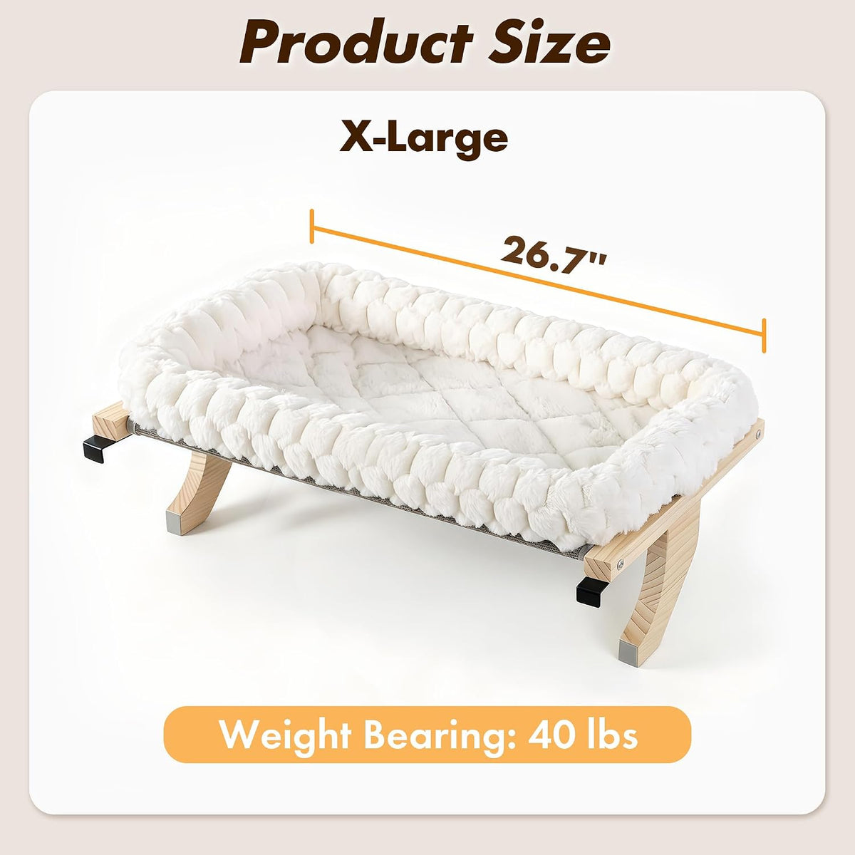 Cloud-Soft Wooden Cat Window Sill Perch with Zipper Cushion - White / X-Large - image 3