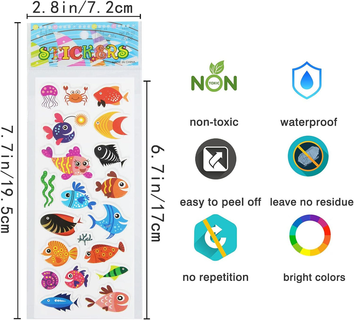 24 Sheets 3D Puffy Stickers for Toddlers Kids Boys Girls – Fun for Kids & Family - Sea Animals - image 3