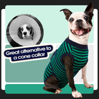 Dog Surgery Suit, Surgical Suit for Dogs, Dog Onesie for Surgery – Essentials for Dogs - Xxl(back:24.8-29.5in,wt:75+lbs) / Green Black Stripes - image 3