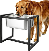 Adjustable Height Elevated Large Dog Water Bowls with Stainless Steel - 2.4GLLON