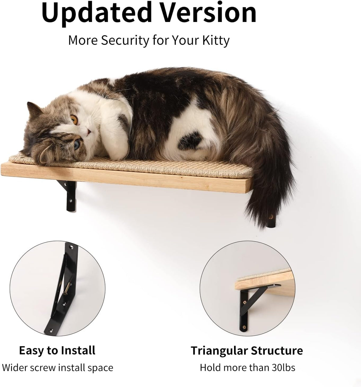FUKUMARU Cat Wall Shelves, Sisal Mat - Wood color / 1 Pack - image 3