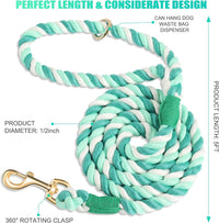 5 FT Handmade Rope Dog Leash for Small Medium and Large Dogs – Essentials for Dogs - 5FT x 1/2in (Pack of 1) / Moss Green - image 2