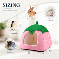 Guinea Pig Hideout Bed, Dwarf Rabbit House Cave – Daily Care for Small Pets - Red & Pink - image 3