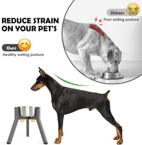 SHAINFUN Grey Metal Stand for Large Dogs - Height: 11.1", Width: 7-10.6" / Grey-FM - image 2