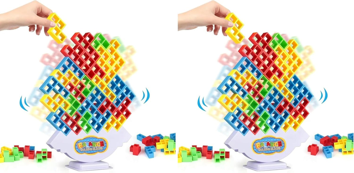 Gdaytao 64 Pcs Stacking Tower Game with 22 Cards - 0.6" W x 6.72" L x 0.1" H (Pack of 2)