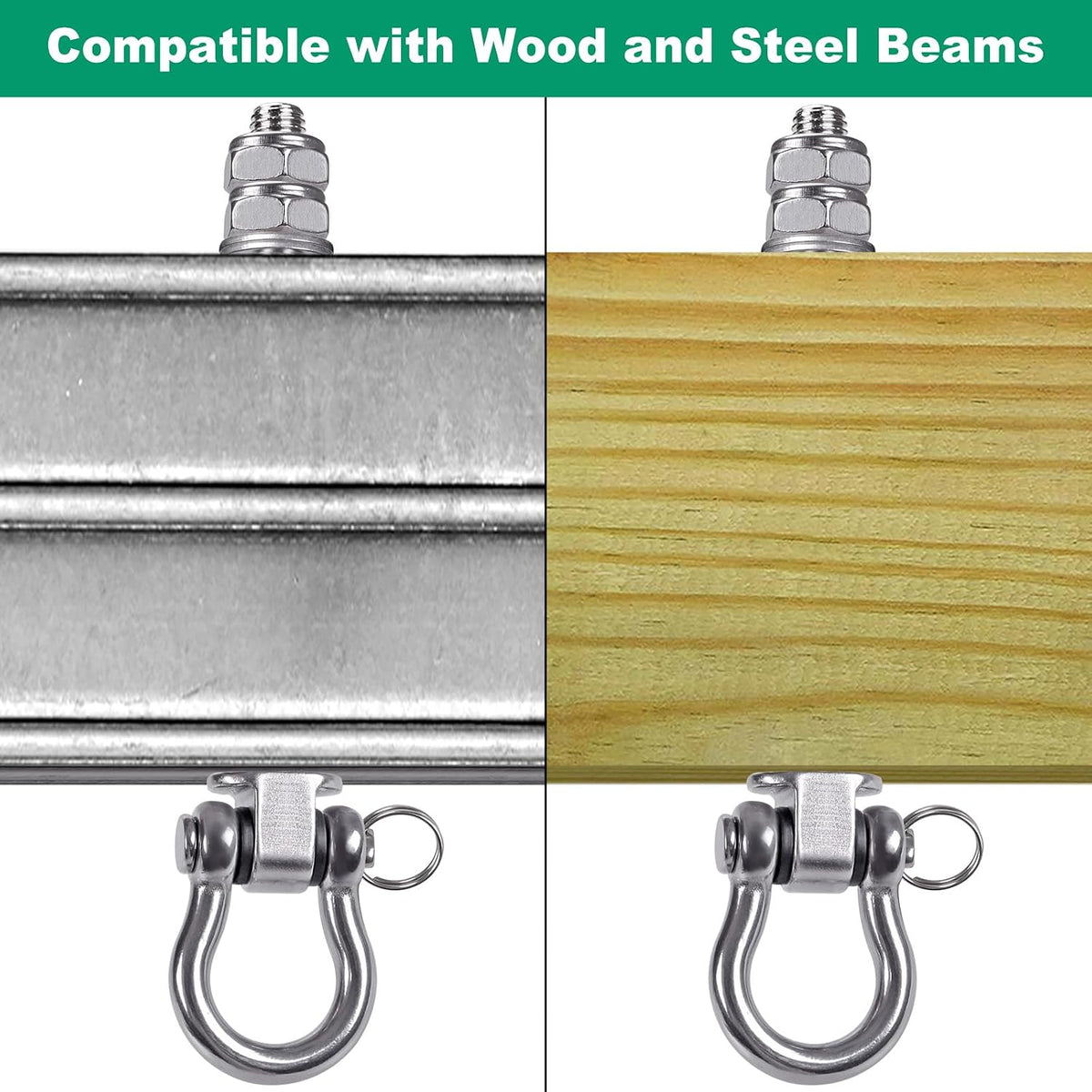 SELEWARE stainless steel swing hangers 2 pack, heavy duty eye hooks for wood beams - view 10