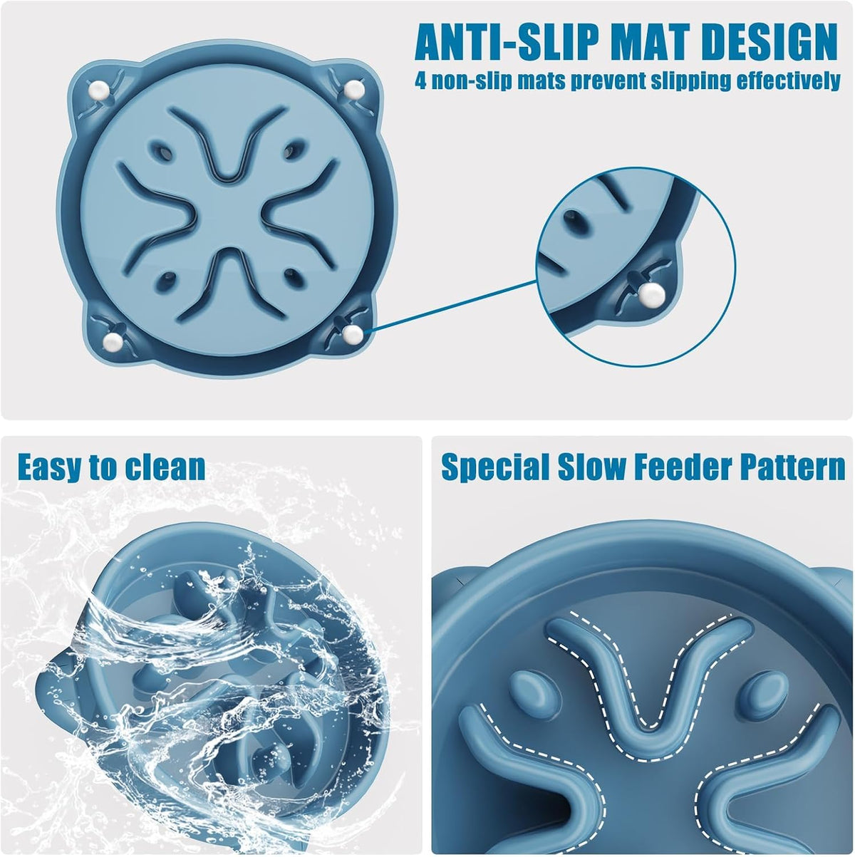 Slow Feeder Dog Bowls Small Breed - Blue / 1 Cup - image 3