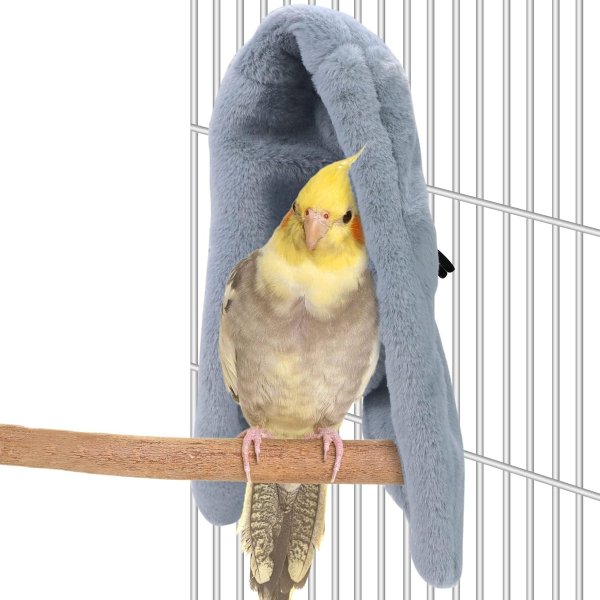Wontee Cozy Bird Blanket Parrot Cage Snuggle Hut Warm Bird Nest House - Large / Grey