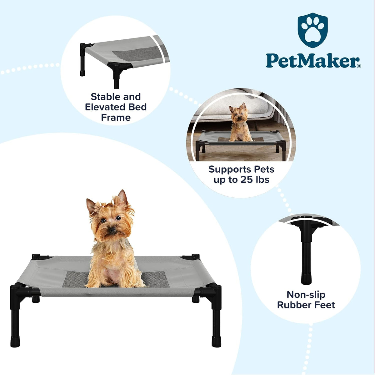 Elevated Dog Bed - 24.5x18.5-Inch Portable Pet Bed with Non-Slip Feet - Indoor/Outdoor Dog Cot - image 2