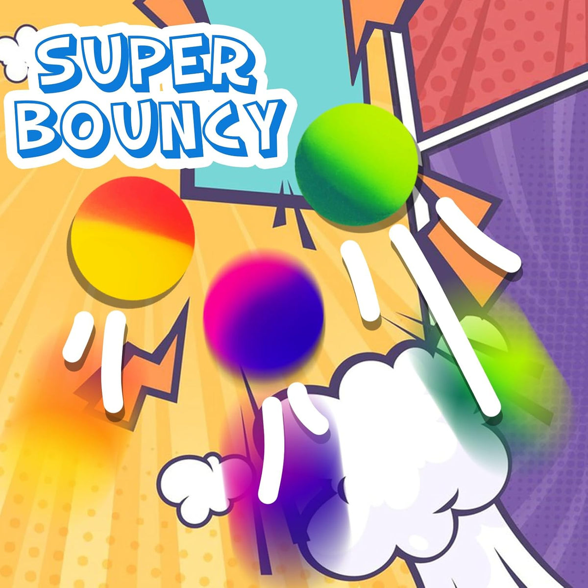 Whkvnng 24 jumbo 45mm bouncy balls for kids in bright assorted colors - view 3