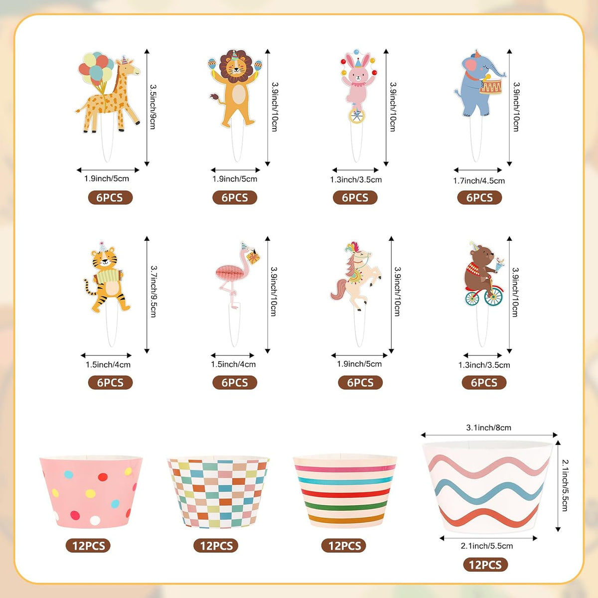 Hxezoc football cupcake toppers and wrappers set with brown and green football designs - view 20