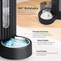 Gravity Cat Feeder and Water Dispenser with 304 Stainless Steel Bowls, 2 in 1 Automatic Cat Feeder with 180 Degree Rotatable Water Bowl, Large Capacity for Puppy Kitten Rabbits, Grey