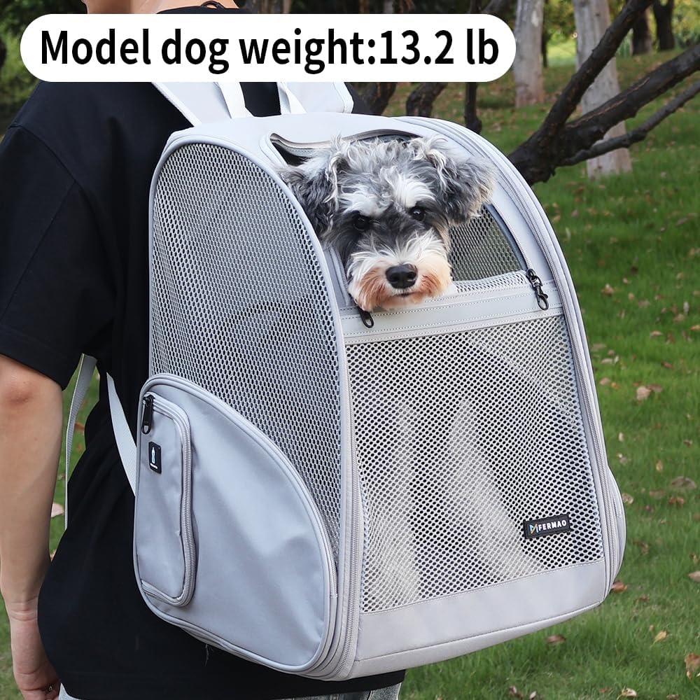Cat Backpack Carrier for Small Dogs and Medium cat Puppy Kitten Bunny - Gray / 13.7"L x 12.0"W x 18.0"H - image 4