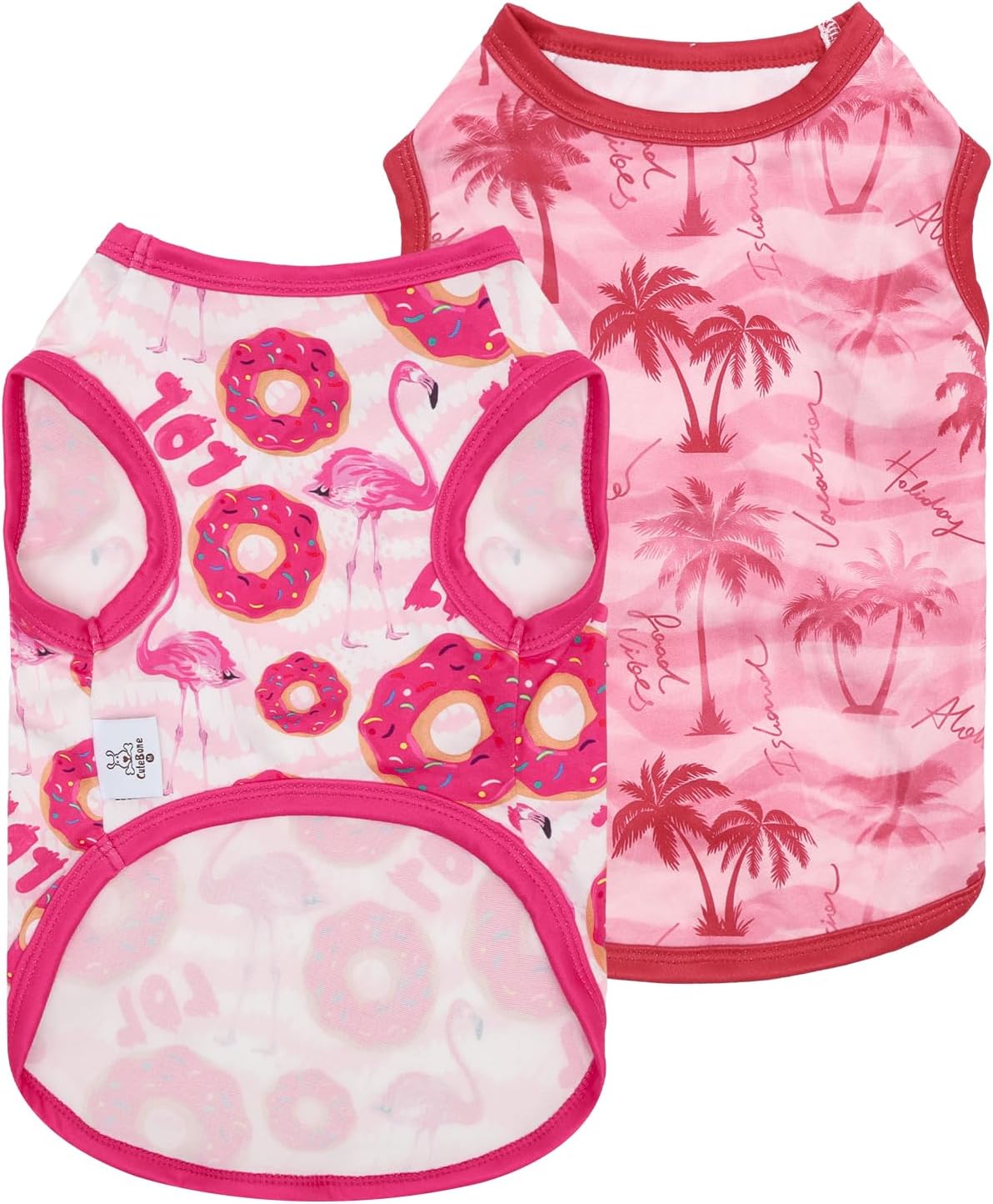 CuteBone Dog Shirts 2-Pack Soft Pet Clothes Breathable Summer Vest - X-Large / Tropical Sweet