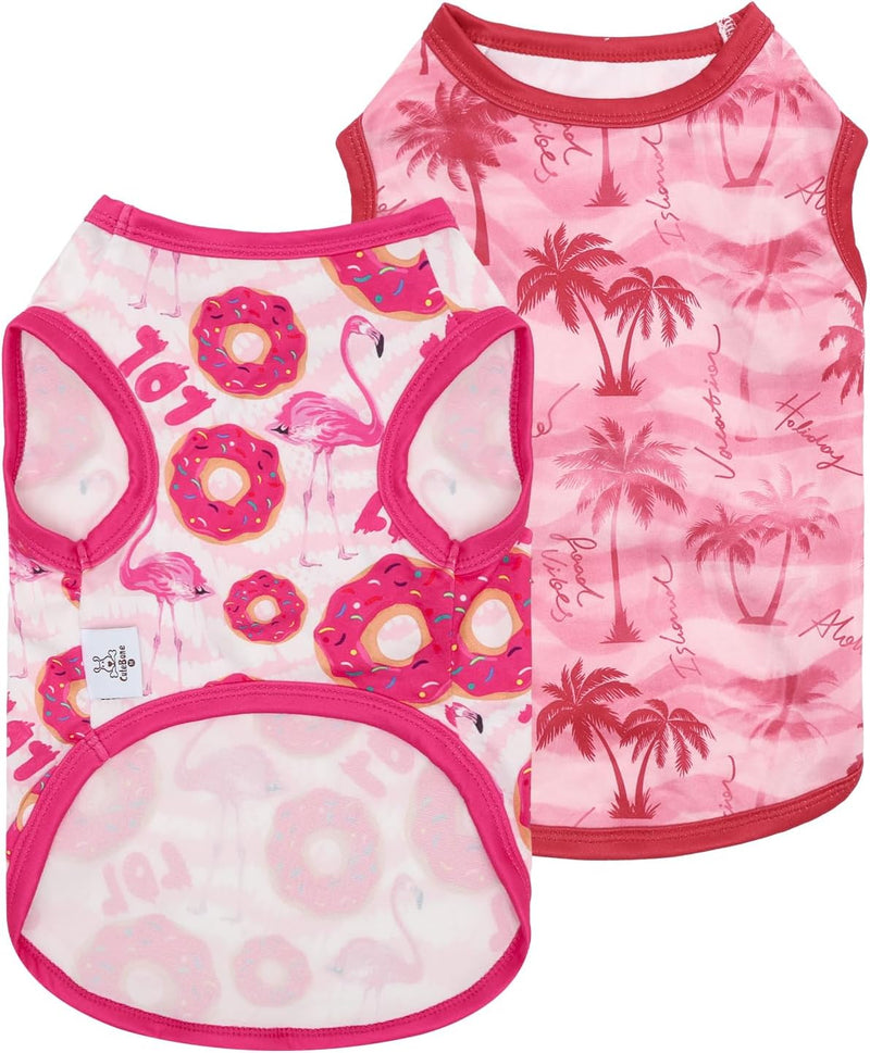 CuteBone Dog Shirts 2-Pack Soft Pet Clothes Breathable Summer Vest - X-Large / Tropical Sweet