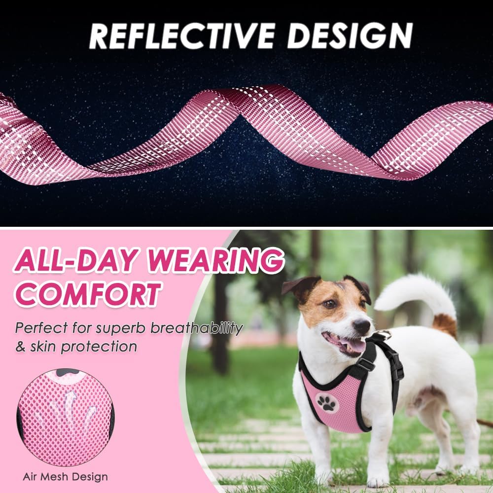 Lukovee Dog Car Harness Seat Belt Set - Medium / A-Pink - image 3