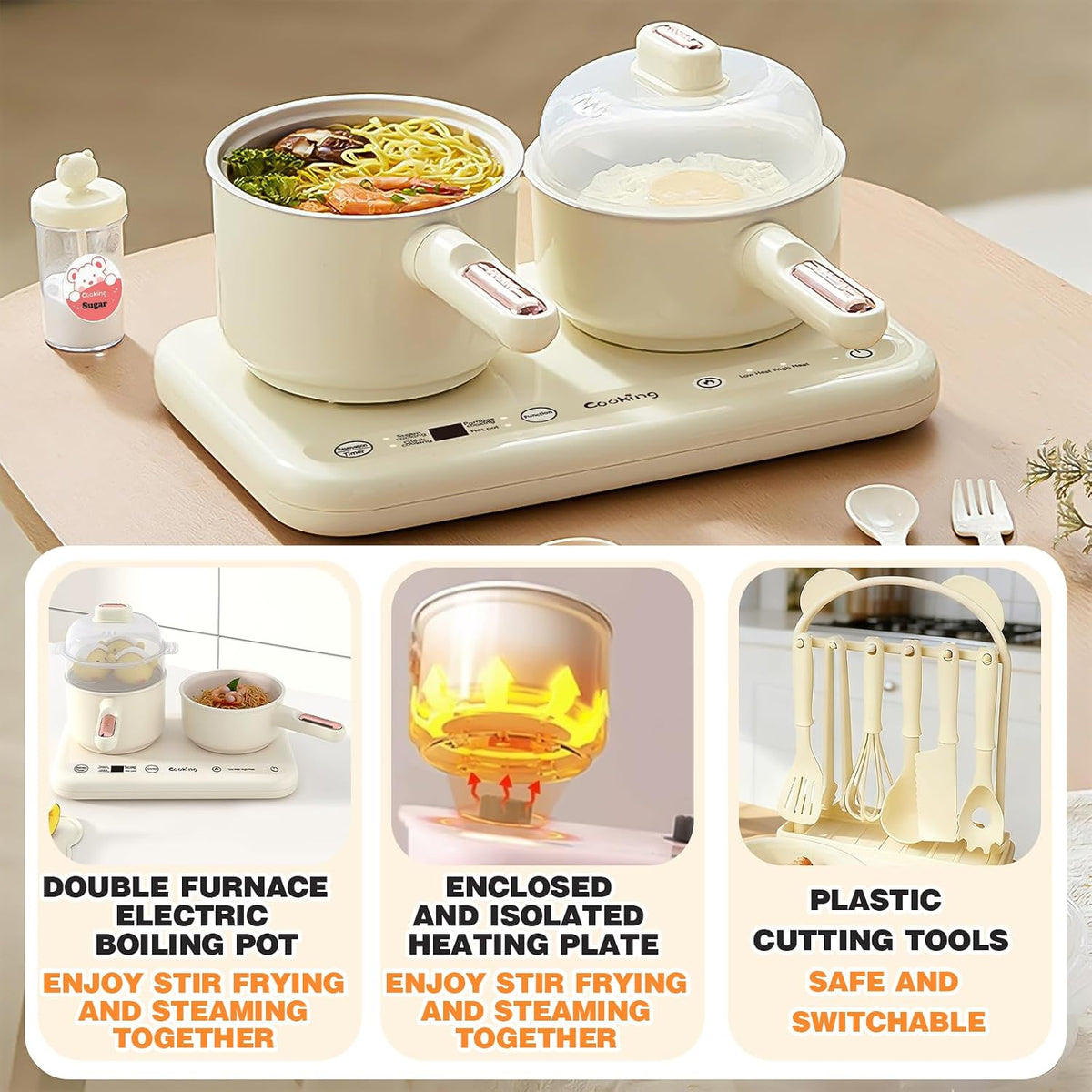 Cicicooie beige mini cooking set with electric burner - view 5