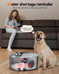 Dog Water Fountain Stainless Steel, 11L/2.8Gal Large Pet Water Fountain for Large Dogs Inside, Dog Fountain Water Bowl Automatic Dispenser with Visible Window & LED, Ultra Quiet for Dogs and Multi-Pet