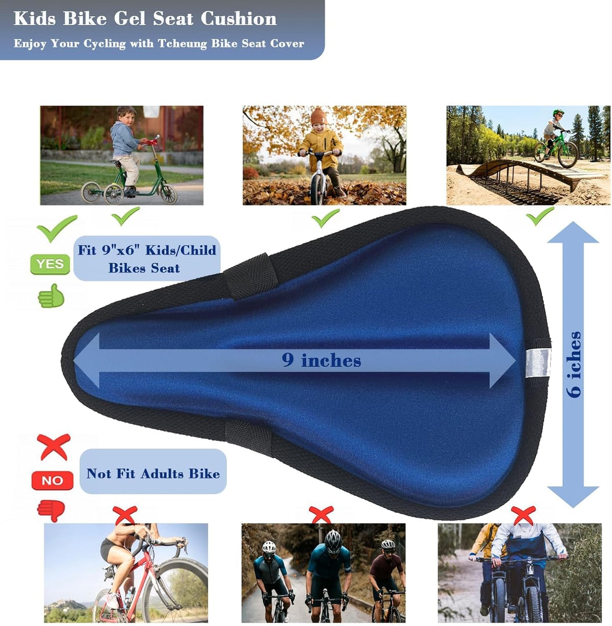 TCheung gel seat cushion for 9x6 inch kids bike seats with outdoor cover - view 11