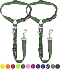 SlowTon Dog Seat Belt for Car - H.Green / Medium/Large (Headrest + Clip)