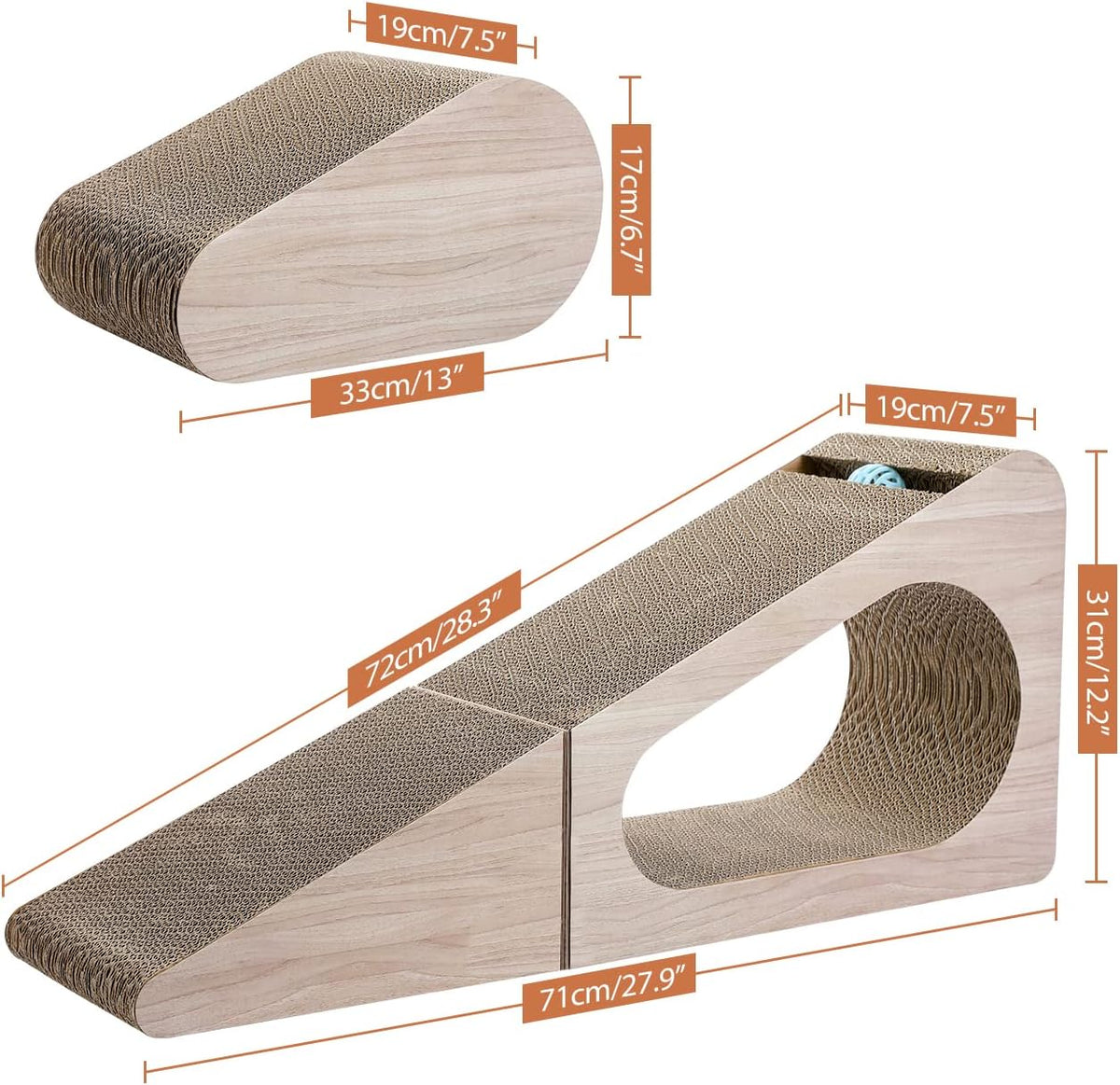 PAWZ Road 28.3" Cardboard Cat Scratcher Triangle 2 in 1 Cat - image 2