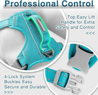 BARKBAY Dog Harness No Pull with ID Tag Pocket - Heavy Duty, Reflective, Easy Control for Large Dogs(Ocean Blue,L)