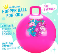 U&C Planet Hopper Ball, 18In Bouncy Ball with Handle for Kids Ages 3-6 – Fun for Kids & Family - 5-9 Years / Pink Unicon - image 2