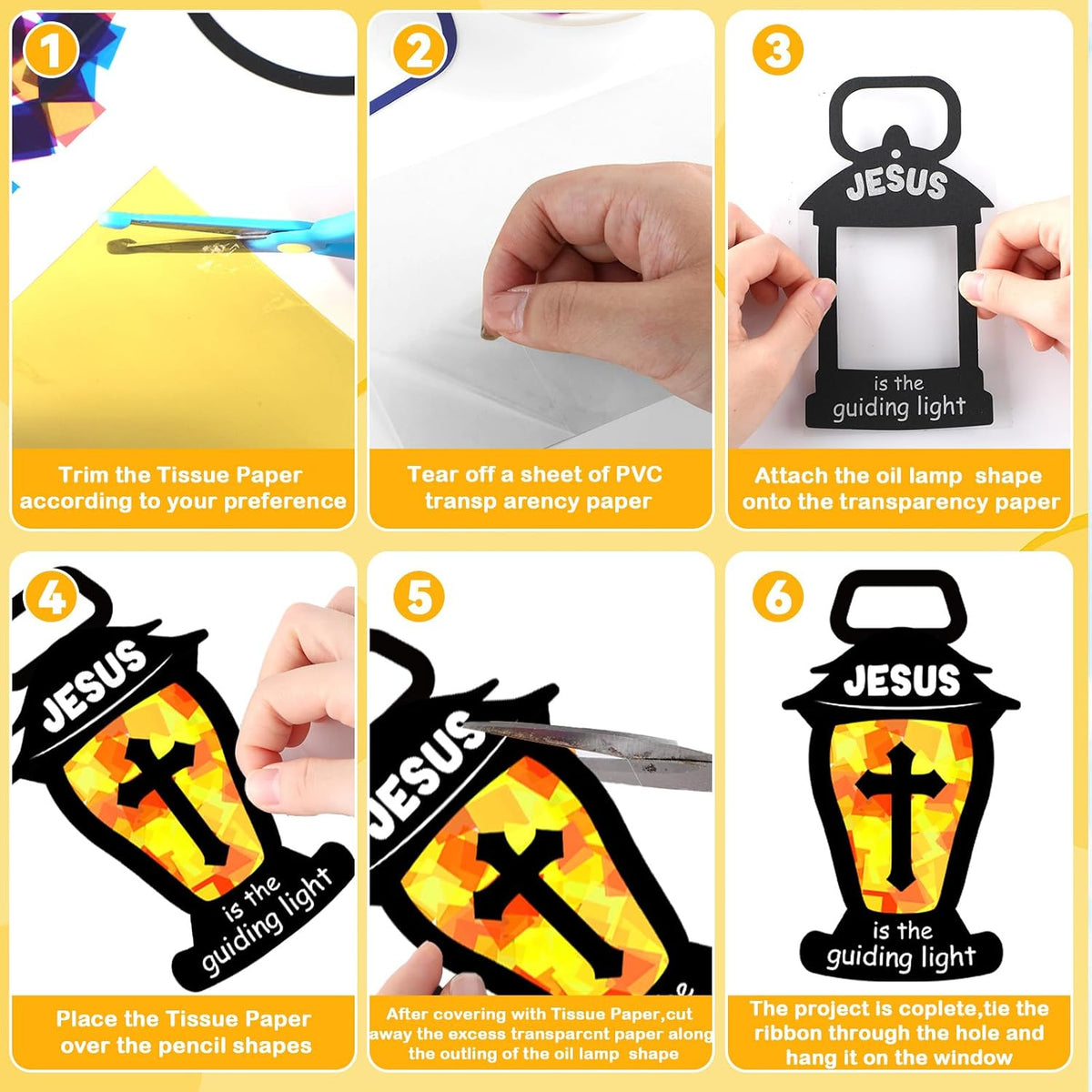 QOUBAI 32 Sets Halloween Bats Suncatchers Craft Kit DIY Window - Jesus - image 3