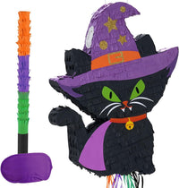 WERNNSAI Halloween skull pumpkin piñata in orange and black with spooky face - view 2