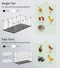 Small Animal Playpen, Guinea Pig Cages with Waterproof Mat, 12 Panels Pet Playpen for Hamsters, Hedgehog, Indoor Outdoor Plastic Fence, 48.5 x 24.8 x 16.1 inches