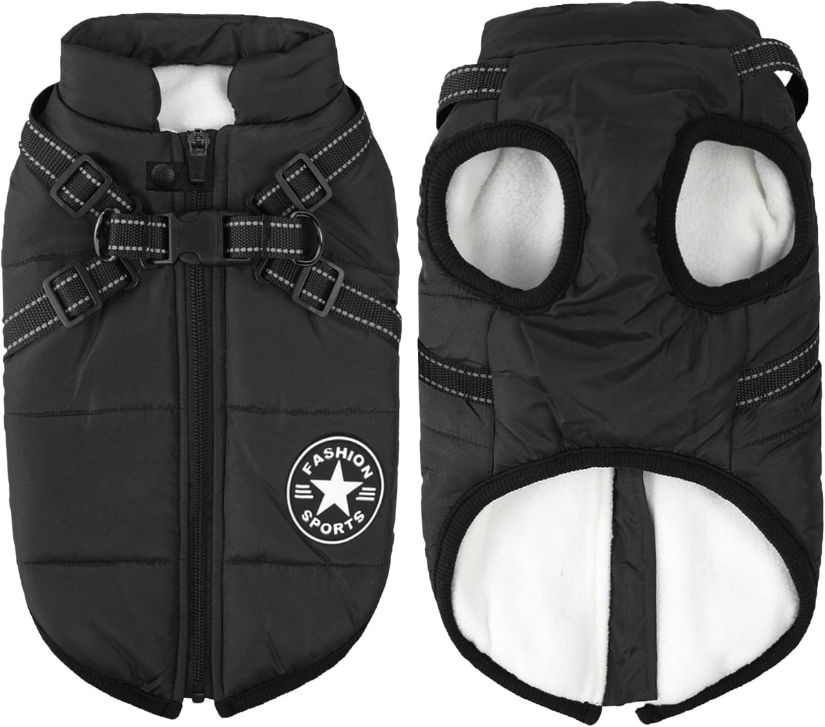 Aiboria Dog Jackets Coat for Winter Windproof Waterproof Skiing Dog - Black / X-Large