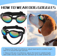 QUMY Dog Sunglasses Dog Goggles for Medium Large Breed Dogs, Wind Dust Fog Protection Eye Wear Pet Glasses with Adjustable Strap for Motorcycle Car Driving Bike Riding Hiking Swimming Over 15lbs Pink